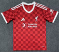 27/28 Liverpool home fan jersey front view in red and white