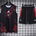 Manchester United rose-black tank and shorts set image 1