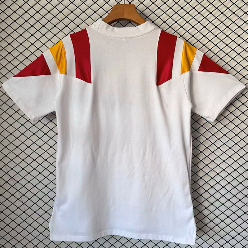Spain white retro cotton football shirt