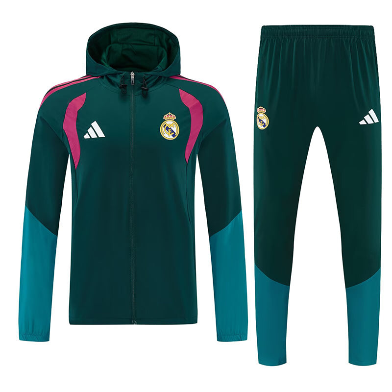 Real Madrid green hooded windbreaker tracksuit