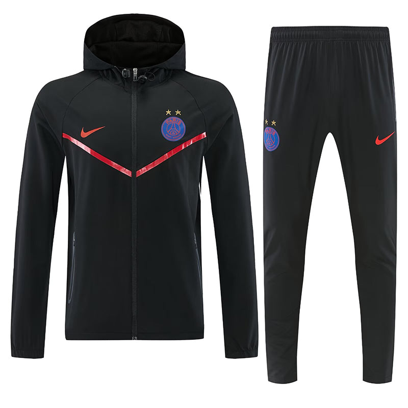 PSG black hooded windbreaker tracksuit