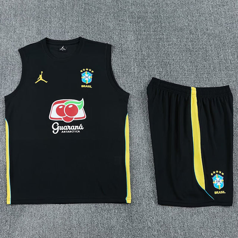 Brazil black tank and shorts set detail