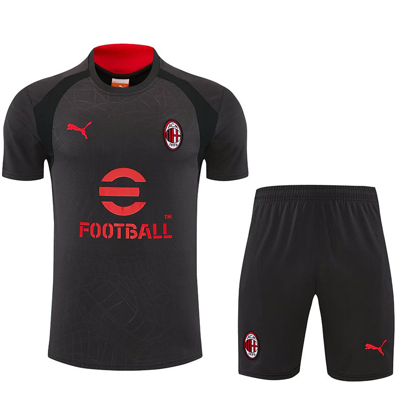 AC Milan grey black training shirt and shorts suit
